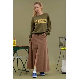 Blu Pepper “Los Angeles” Knit Sweater | Olive Green